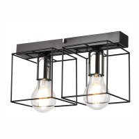 Deckenlampe Schwarz Chrom 2-flammig E27 Metall Modern