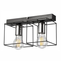 Deckenlampe Schwarz Chrom 2-flammig E27 Metall Modern