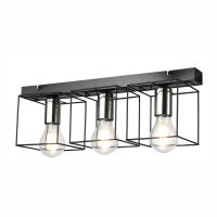 Deckenlampe Metall Schwarz Chrom 50 cm lang 3-flammig E27