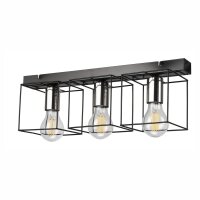 Deckenlampe Metall Schwarz Chrom 50 cm lang 3-flammig E27