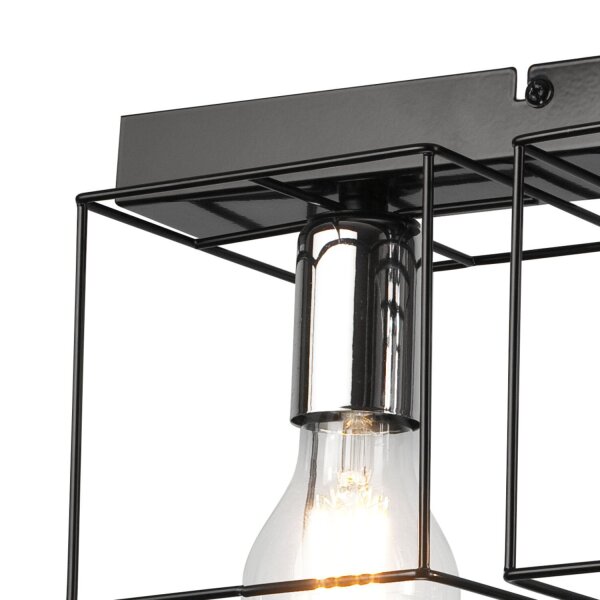 Deckenleuchte Schwarz Chrom Metall 61 cm lang 4-flammig E27