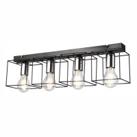 Deckenleuchte Schwarz Chrom Metall 61 cm lang 4-flammig E27