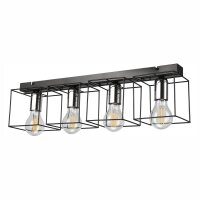 Deckenleuchte Schwarz Chrom Metall 61 cm lang 4-flammig E27