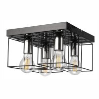Deckenleuchte Metall Schwarz Chrom B: 30 cm eckig 4-flammig