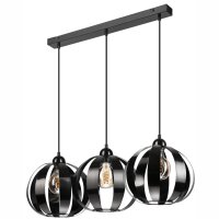 Pendelleuchte Schwarz Metall 3-flammig E27 verstellbar