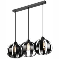 Pendelleuchte Schwarz Metall 3-flammig E27 verstellbar
