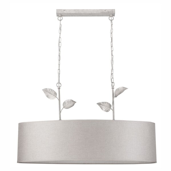 Pendelleuchte Stoff Metall B: 89 cm E27 Silber Landhaus
