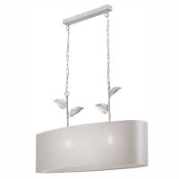 Pendelleuchte Stoff Metall B: 89 cm E27 Silber Landhaus