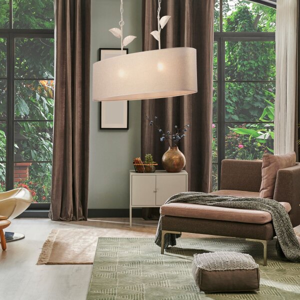 Hängelampe Stoff Metall B: 89 cm in Gold 2-flammig E27