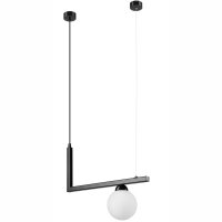Hängelampe Glas Metall B: 48 cm Schwarz Weiß...