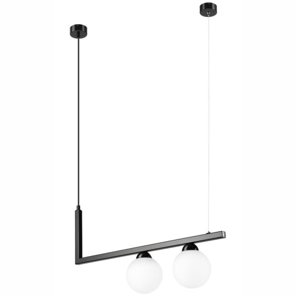 Pendelleuchte Schwarz Weiß länglich Glas Metall 2x G9