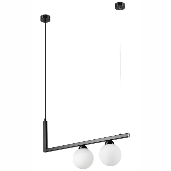 Pendelleuchte Schwarz Weiß länglich Glas Metall 2x G9