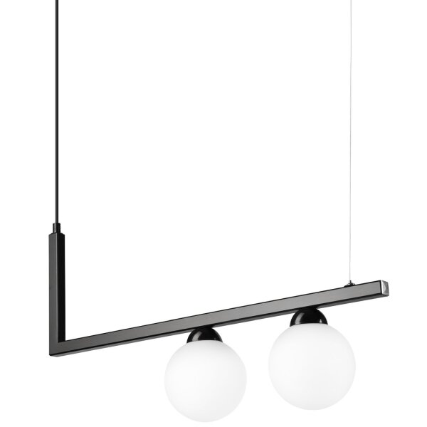 Pendelleuchte Schwarz Weiß länglich Glas Metall 2x G9
