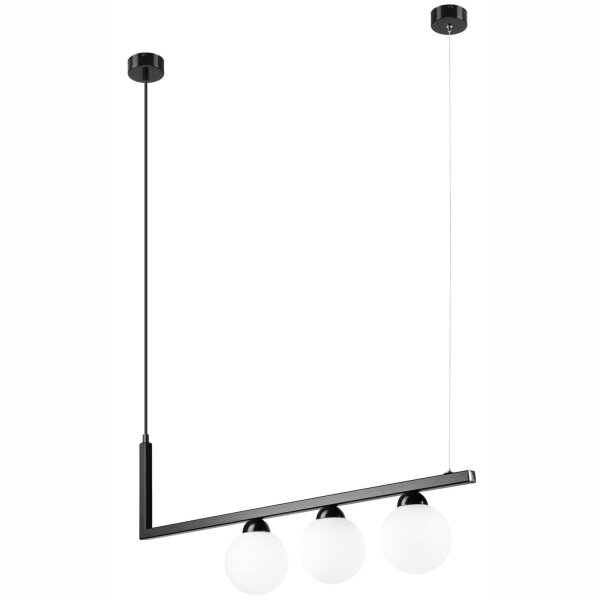 Hängeleuchte Glas Metall Schwarz Weiß Kugelschirme 3x G9