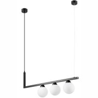 H&auml;ngeleuchte Glas Metall Schwarz Wei&szlig; Kugelschirme 3x G9