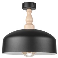 Deckenlampe Schwarz Metall Holz E27 Ø 30 cm...