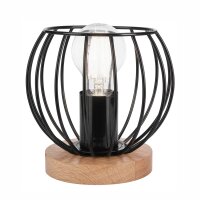 Tischlampe Schwarz E27 klein H: 16 cm Metall Holz Retro