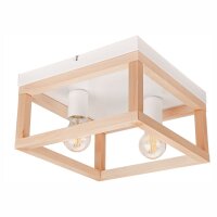 Deckenleuchte Holz Metall B: 30 cm eckig Natur Weiß...