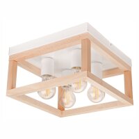 Deckenlampe Holz Metall 4-flammig E27 B: 30 cm eckig