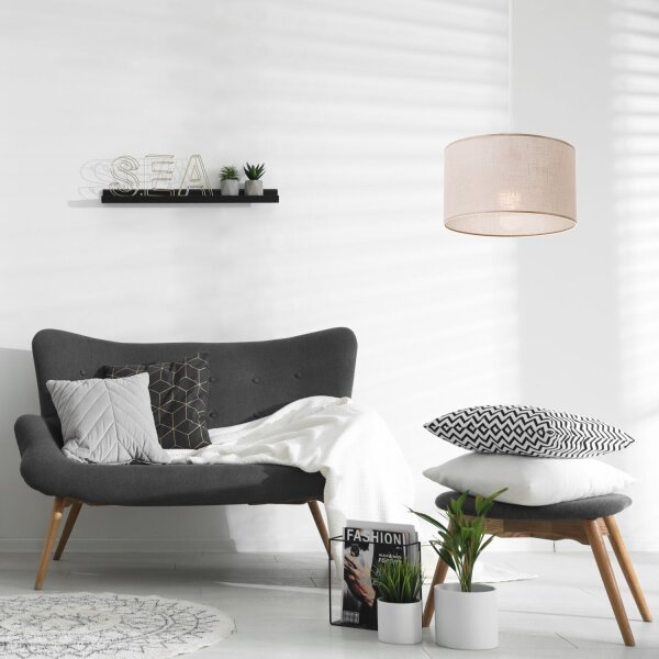 Hängeleuchte Stoffschirm Ø 35 cm Beige verstellbar E27