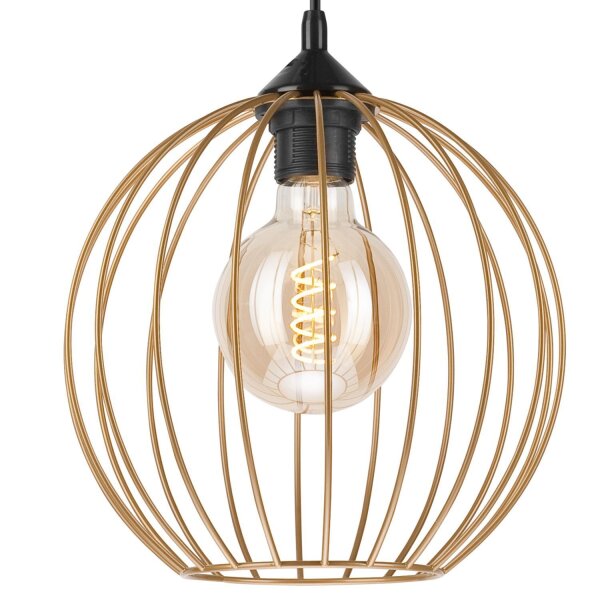 Hängeleuchte Metall Draht Ø 24 cm verstellbar Gold Retro E27