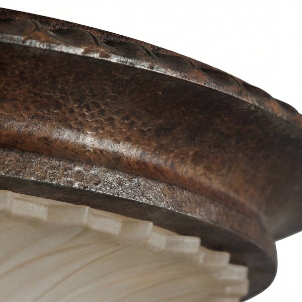 Rustikale Deckenlampe Glas Metall Bronze E27 Ø44,5 cm