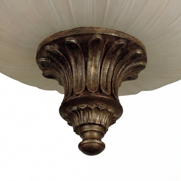 Deckenleuchte Rustikal Glas Metall Bronze E27 Ø48 cm