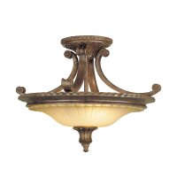 Deckenleuchte Rustikal Glas Metall Bronze E27 Ø48 cm
