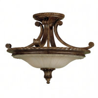 Deckenleuchte Rustikal Glas Metall Bronze E27 Ø48 cm