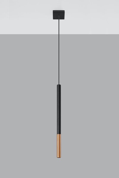 Hängelampe Schwarz Kupfer Ø 2,5 cm schmal Zylinder G9