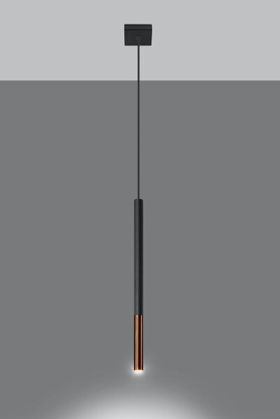 Hängelampe Schwarz Kupfer Ø 2,5 cm schmal Zylinder G9