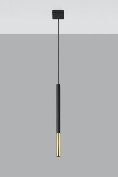 Hängelampe Schwarz Gold Ø 2,5 cm schmal Metall Zylinder