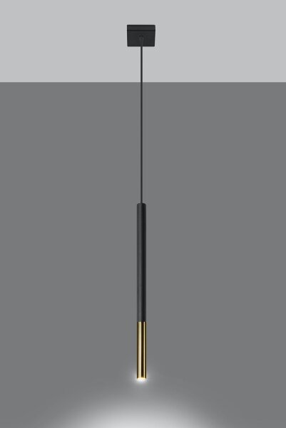 Hängelampe Schwarz Gold Ø 2,5 cm schmal Metall Zylinder