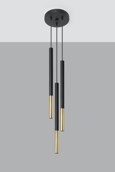 Hängelampe Schwarz Gold 3-flammig G9 Ø 20 cm Metall