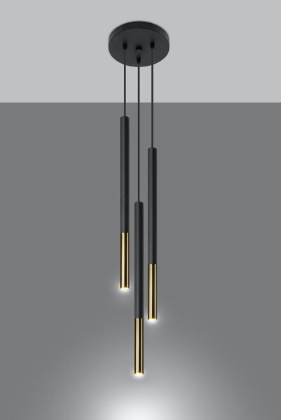 Hängelampe Schwarz Gold 3-flammig G9 Ø 20 cm Metall