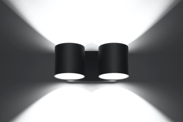 Metall Wandleuchte Schwarz B:26cm H:12cm Modern 2x G9