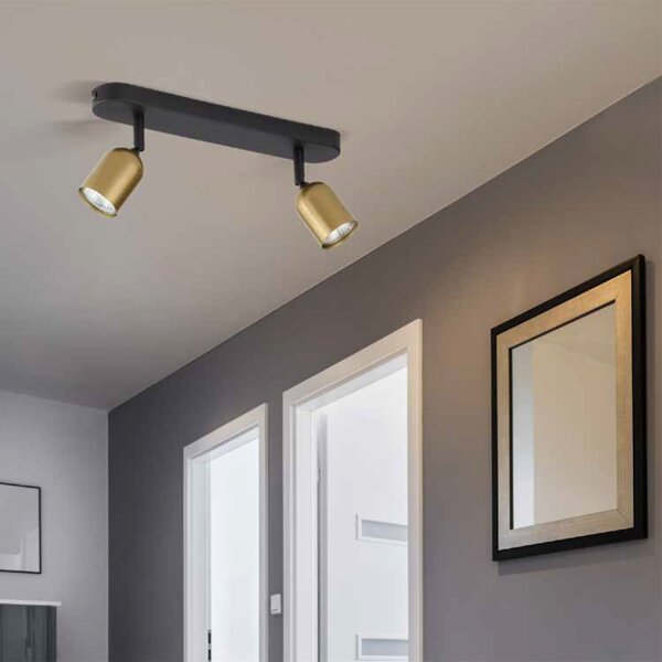 Deckenspot verstellbar 3-flammig in Schwarz Gold Metall