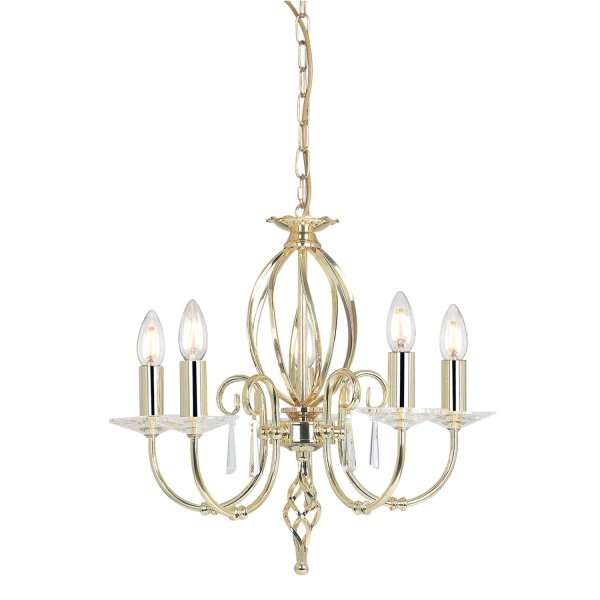 Premium Kronleuchter Messing Metall Glas E14 Ø48 cm