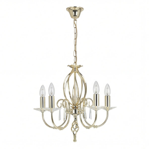 Premium Kronleuchter Messing Metall Glas E14 Ø48 cm