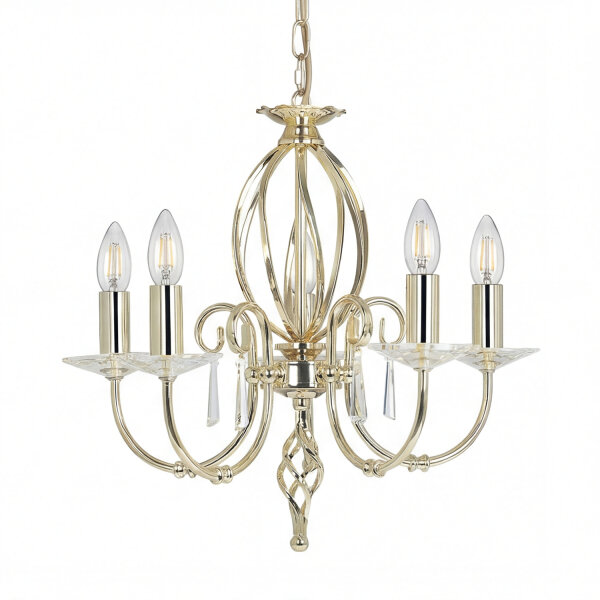 Premium Kronleuchter Messing Metall Glas E14 Ø48 cm