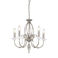 Premium Kronleuchter in Nickel Metall 5-flammig