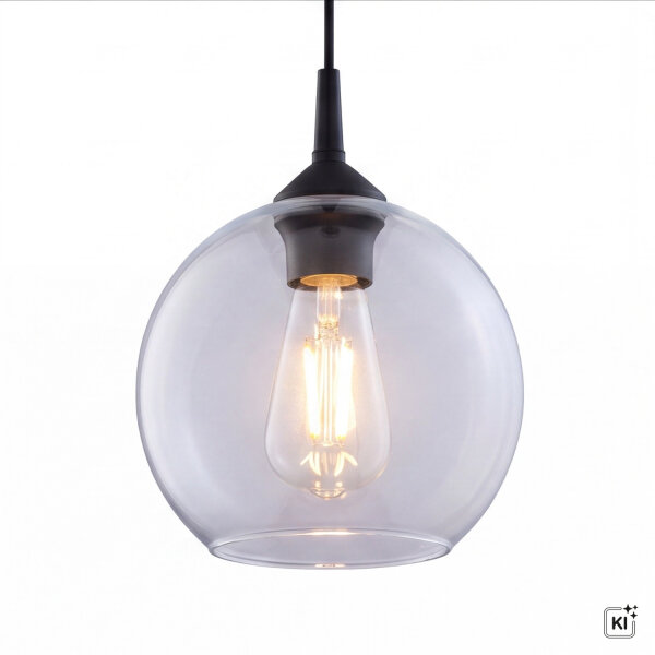 Pendelleuchte Ø 18 cm E27 Glas Kugel verstellbar