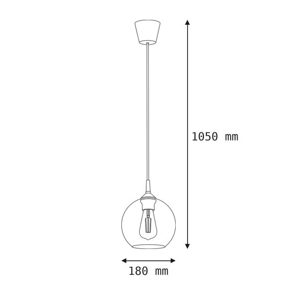 Pendelleuchte Ø 18 cm E27 Glas Kugel verstellbar