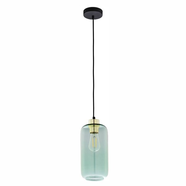 Pendelleuchte verstellbar Grün Gold E27 Ø 13 cm Glasschirm