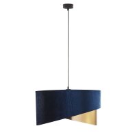 Pendelleuchte Stoff Ø 50 cm Samt Optik Blau Gold...