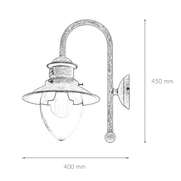 Wandlampe außen H: 45 cm Maritim Echt-Messing