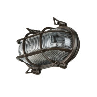 Außenlampe Wand Maritim Messing Riffelglas Schwarz...