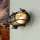 Außenlampe Wand Maritim Messing Riffelglas Schwarz antik