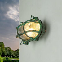 Außenlampe Wand Messing Glas IP64 E27 Maritim...
