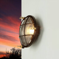 Schiffslampe Wand Ø 21 cm Messing Glas E27 IP64...